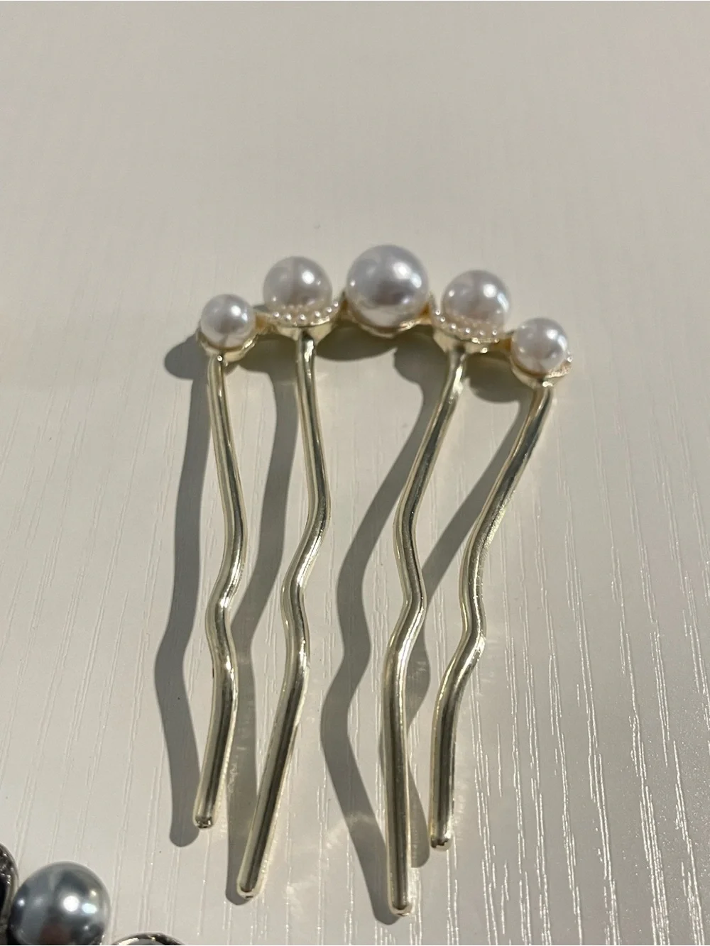 Pearl Cluster Hair Fork - Gold and Silver